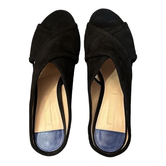 STUART WEITZMAN Suede Criss-Cross Block Heel Mule Sandals Size 7.5 - Picture 5 of 13